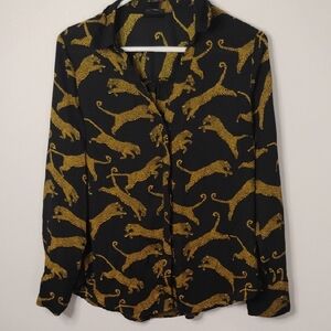 Worthington Elegant Black Top with Gold Details Size Small